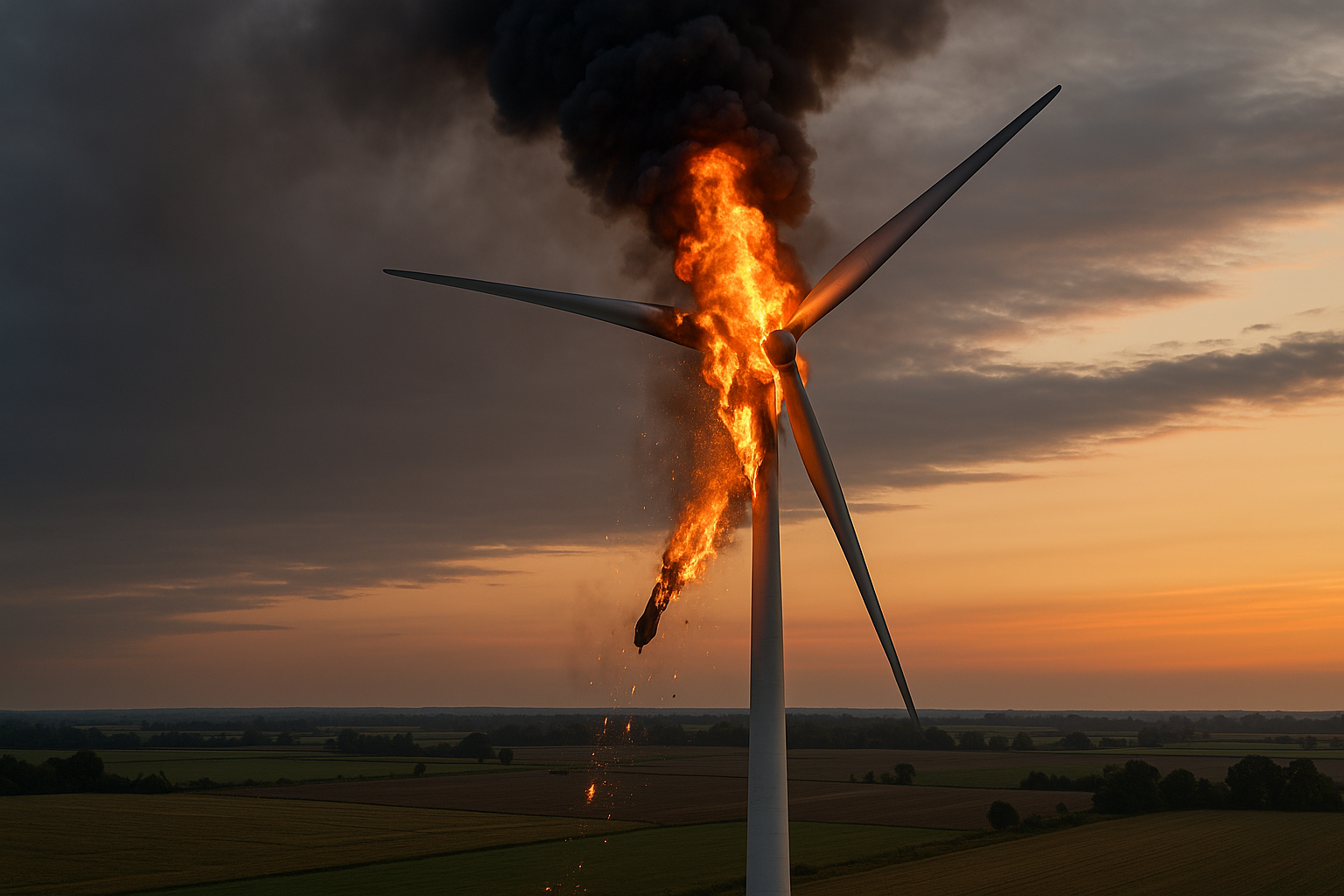 Brand einer Windkraftanlage – Feuerwehr muss hilflos zusehen