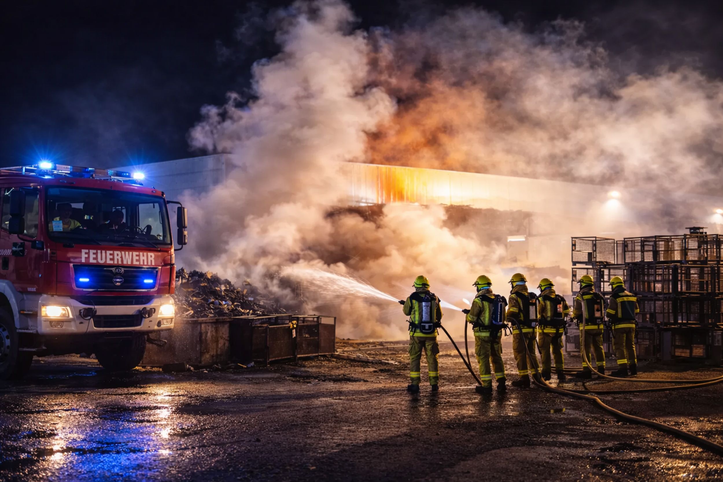 Akku setzt Elektroschrott bei Recyclingfirma in Brand – Warn-App ausgelöst und B10 gesperrt