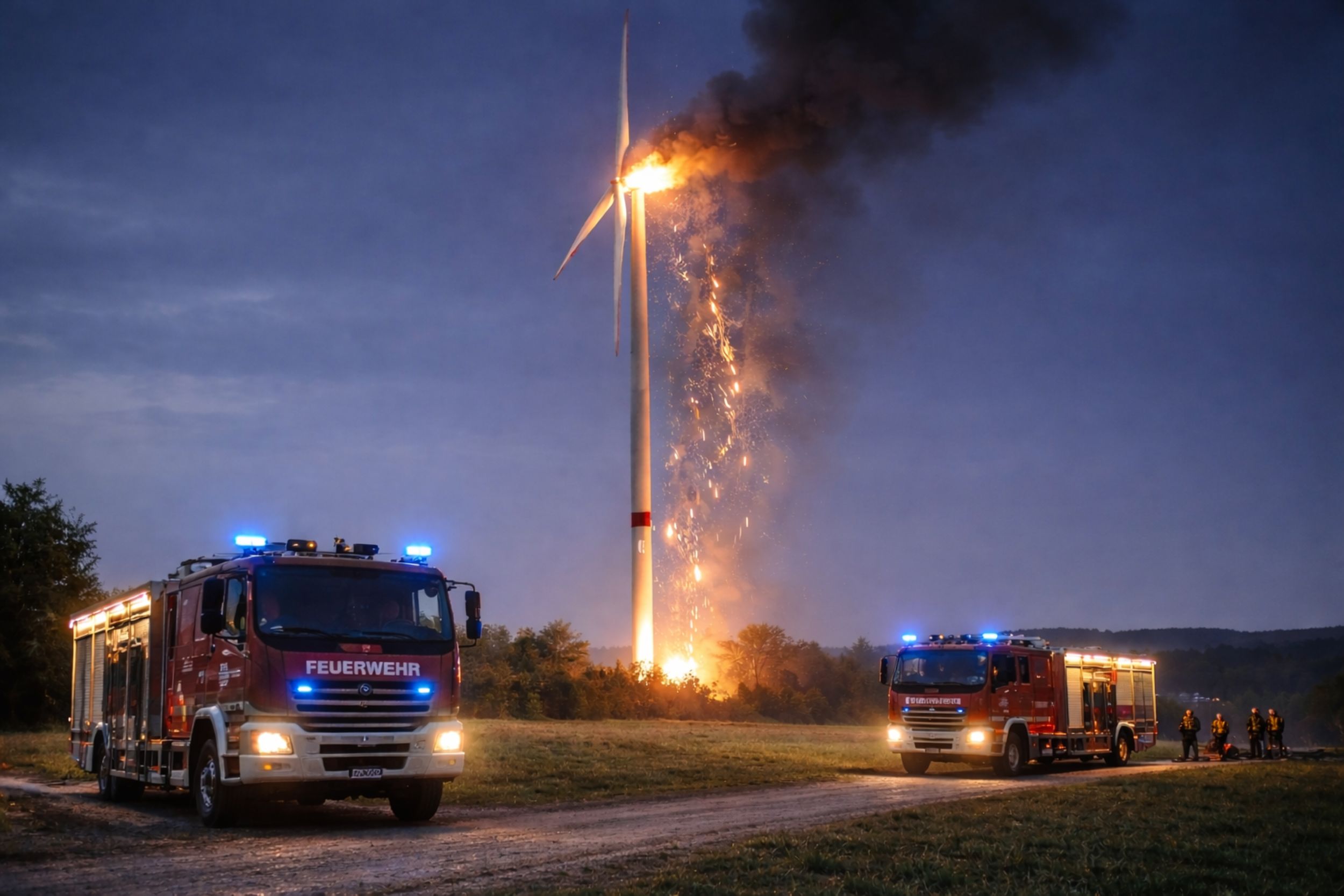 Windkraftanlage in Flammen – Großbrand verursacht Millionenschaden