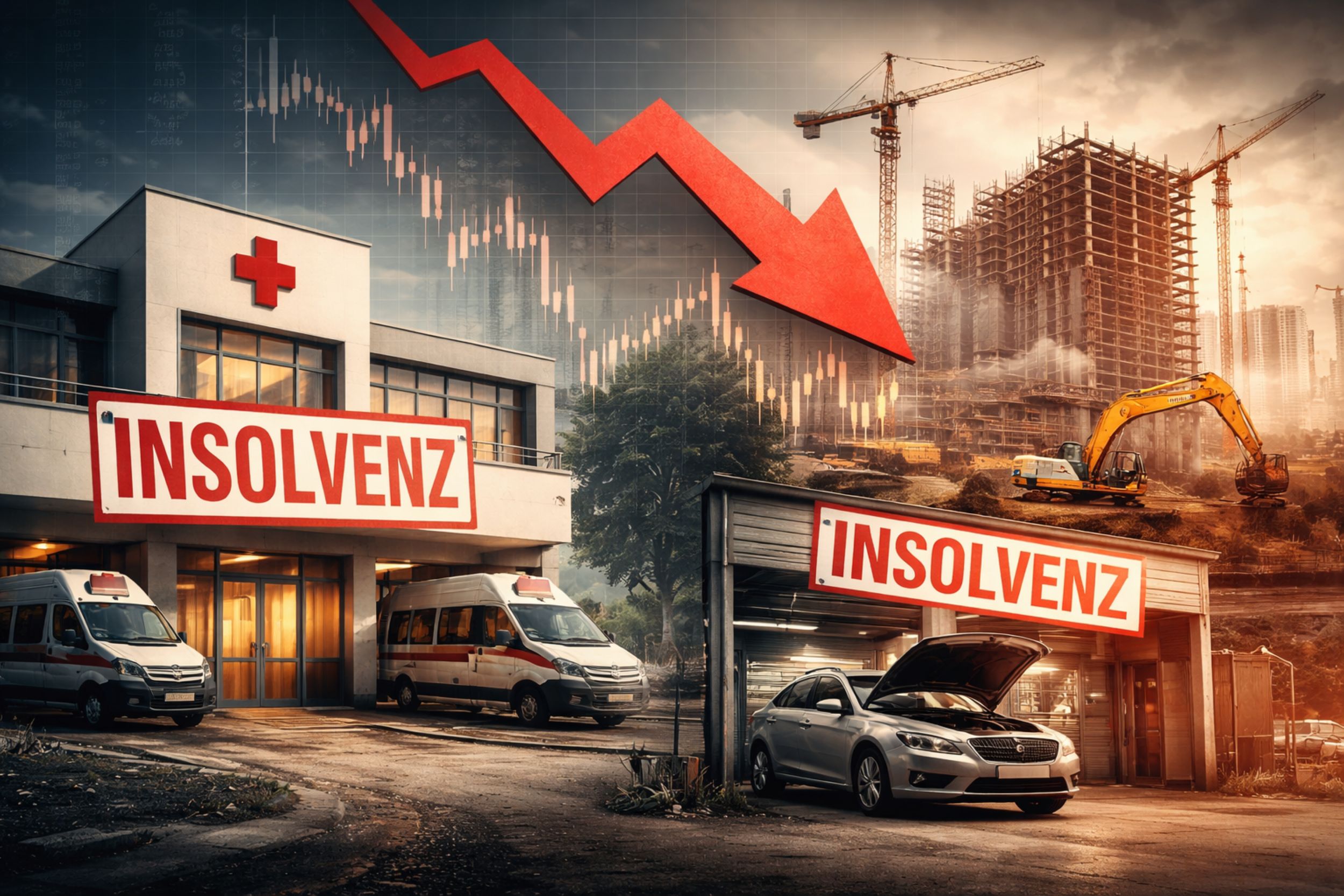 Insolvenzen von Großunternehmen 2025 auf Rekordhoch – Kliniken, Auto und Bau im Fokus