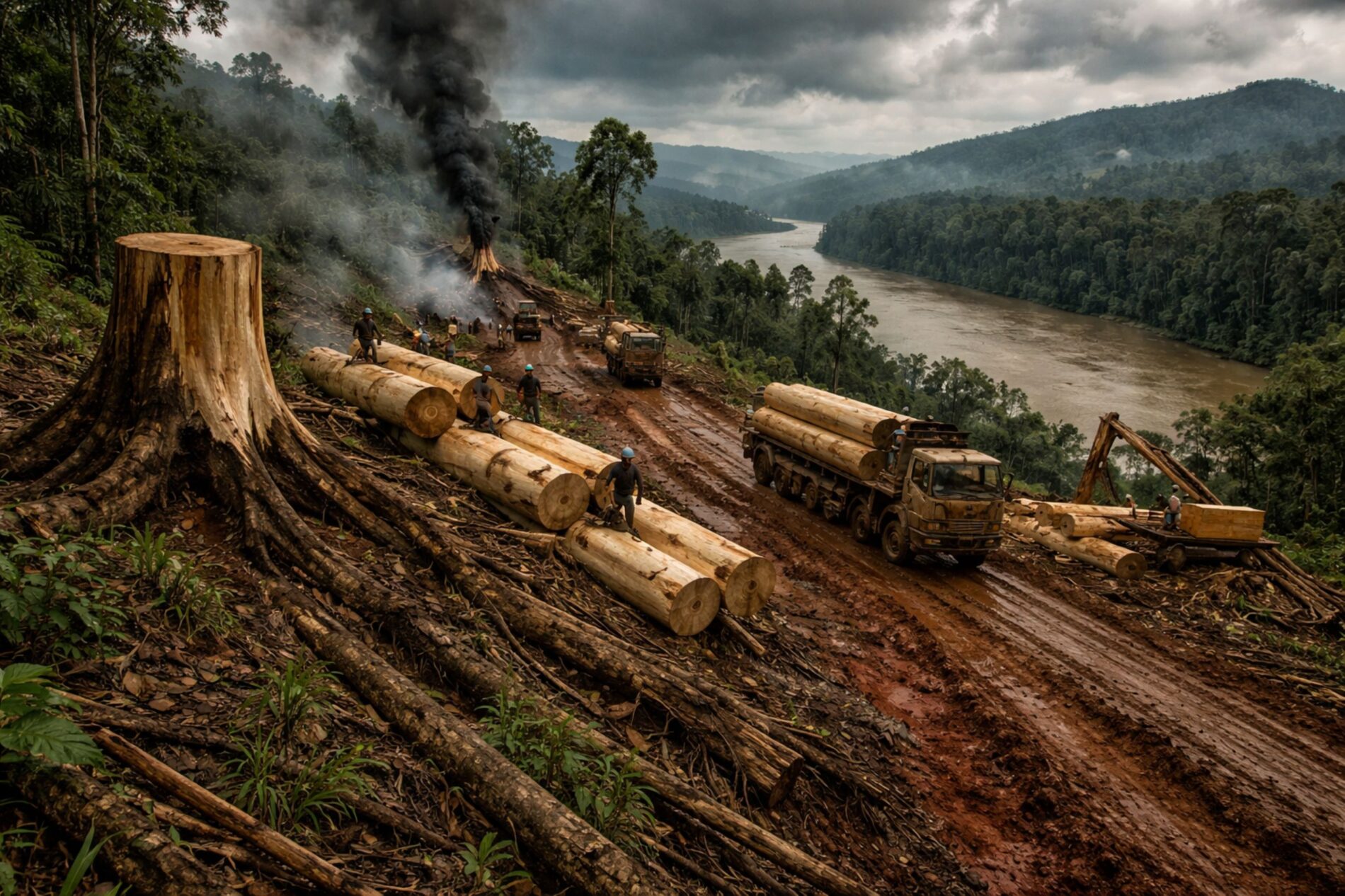 Illegal geschlagenes Balsaholz für Windkraftanlagen schädigt den Amazonasraum, Schutzgebiete und indigene Territorien