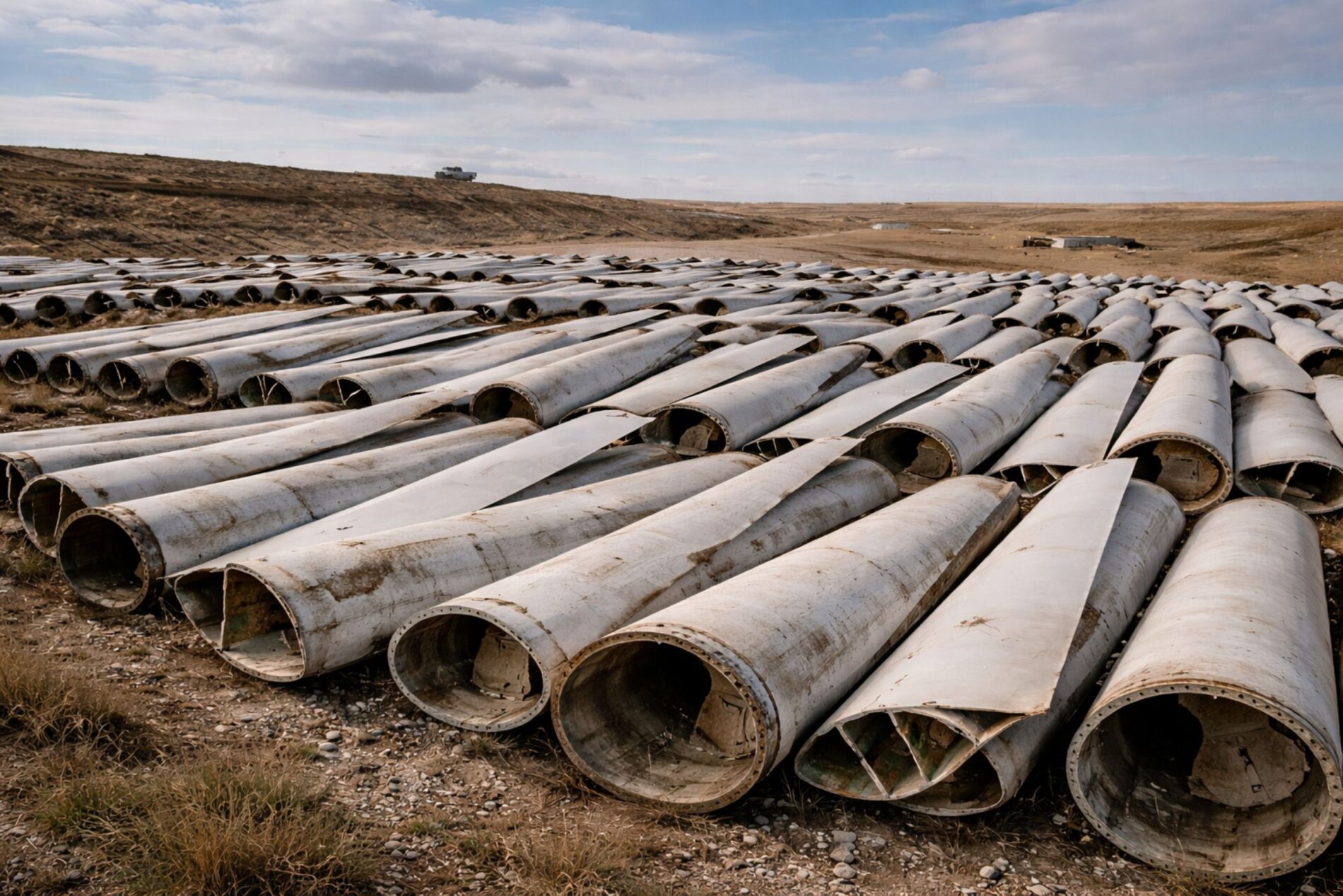 Rotorblätter alter Windräder werden zum Müllproblem: Recycling stockt, Verbrennung birgt Risiken, illegale Ablagerungen nehmen zu