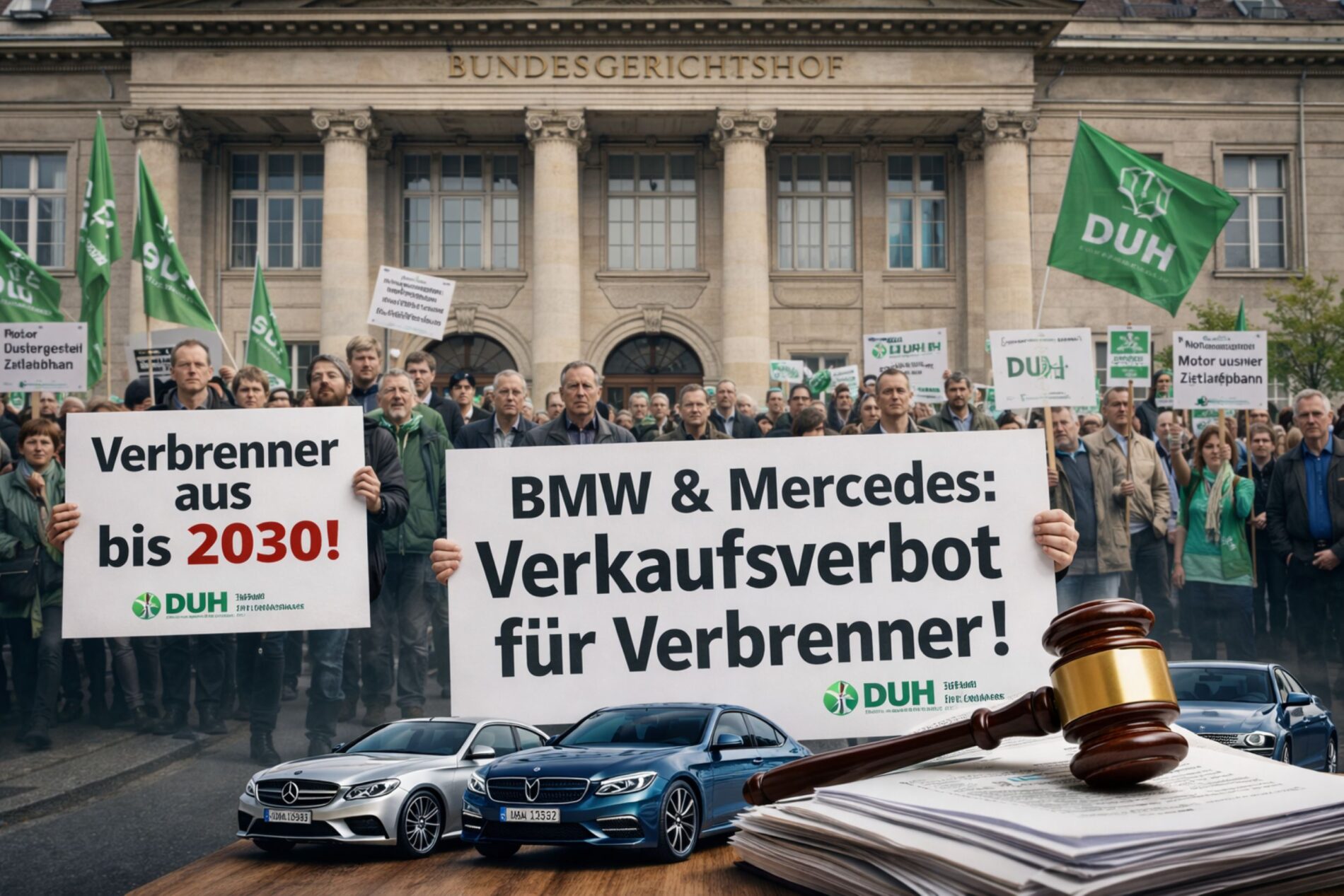 BGH prüft Klimaklagen -  Geschäftsführer der Umwelthilfe wollen per Gerichtsbeschluss Verbrenner-Verkauf von BMW und Mercedes bis 2030 stoppen