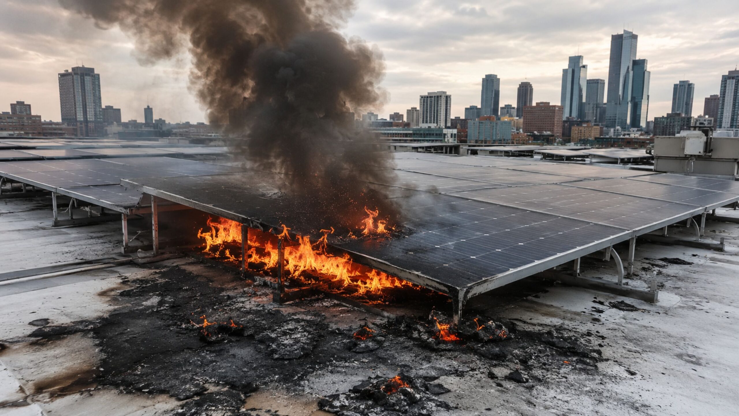 Photovoltaik-Brand auf Flachdächern: Versuch misst bis zu 853 Grad unter Solarmodulen